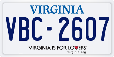 VA license plate VBC2607