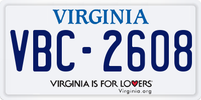 VA license plate VBC2608