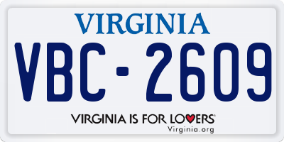 VA license plate VBC2609