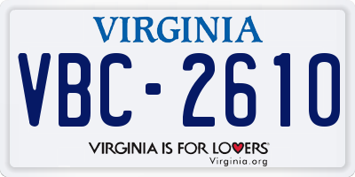 VA license plate VBC2610