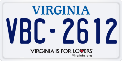 VA license plate VBC2612