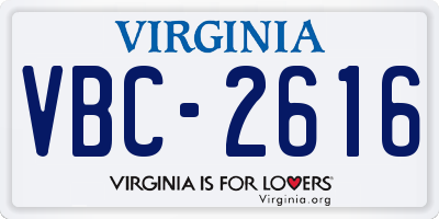 VA license plate VBC2616