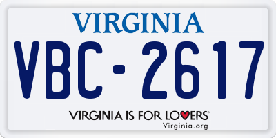 VA license plate VBC2617