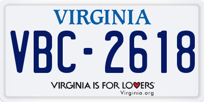 VA license plate VBC2618
