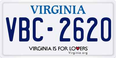 VA license plate VBC2620