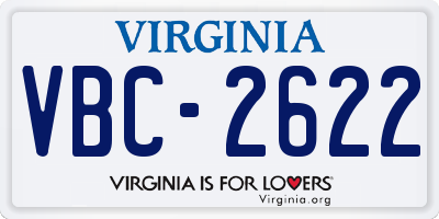 VA license plate VBC2622