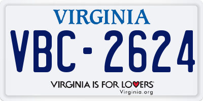 VA license plate VBC2624