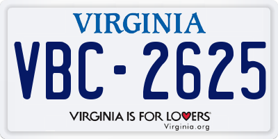 VA license plate VBC2625
