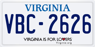 VA license plate VBC2626
