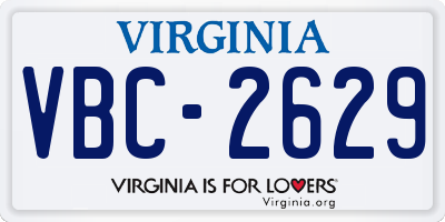 VA license plate VBC2629
