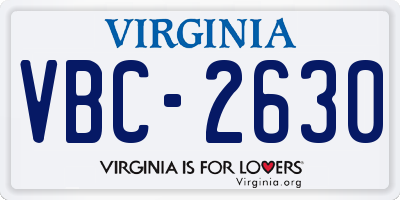 VA license plate VBC2630
