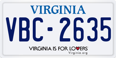 VA license plate VBC2635