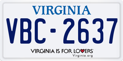 VA license plate VBC2637