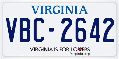 VA license plate VBC2642