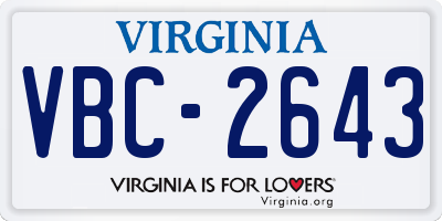 VA license plate VBC2643