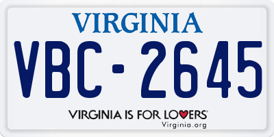 VA license plate VBC2645