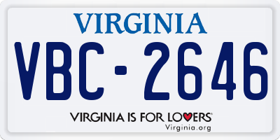 VA license plate VBC2646