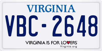 VA license plate VBC2648