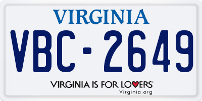 VA license plate VBC2649