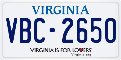 VA license plate VBC2650