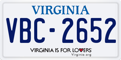 VA license plate VBC2652