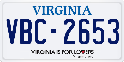 VA license plate VBC2653