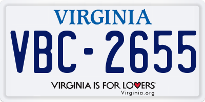 VA license plate VBC2655