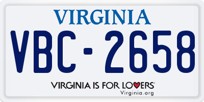 VA license plate VBC2658
