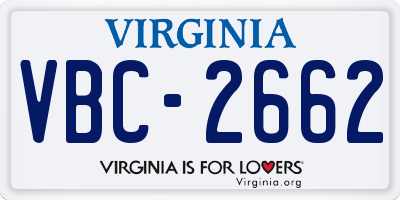 VA license plate VBC2662