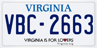 VA license plate VBC2663