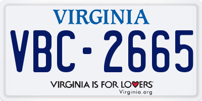 VA license plate VBC2665
