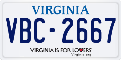VA license plate VBC2667