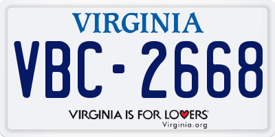 VA license plate VBC2668
