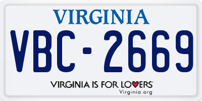 VA license plate VBC2669