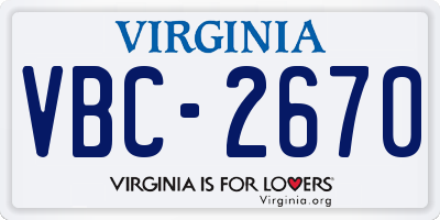 VA license plate VBC2670