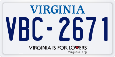 VA license plate VBC2671