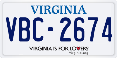 VA license plate VBC2674