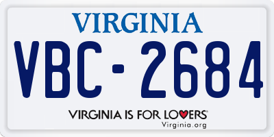 VA license plate VBC2684