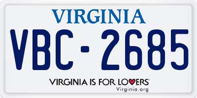 VA license plate VBC2685