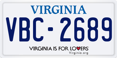 VA license plate VBC2689