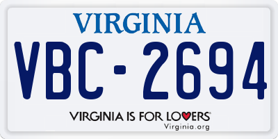 VA license plate VBC2694
