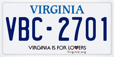VA license plate VBC2701