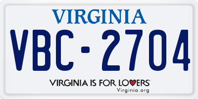 VA license plate VBC2704