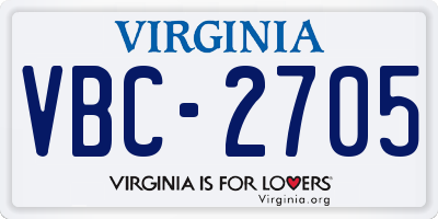 VA license plate VBC2705