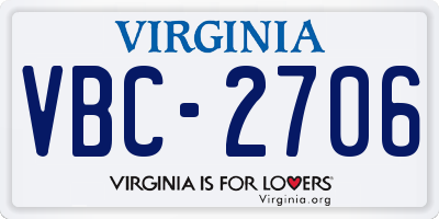 VA license plate VBC2706