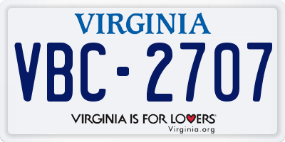 VA license plate VBC2707