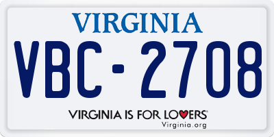VA license plate VBC2708