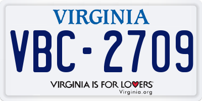 VA license plate VBC2709