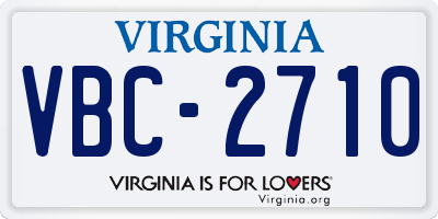 VA license plate VBC2710