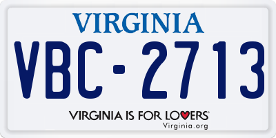 VA license plate VBC2713